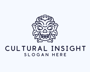 Decorative Tribal Skull Art logo design