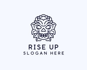 Decorative Tribal Skull Art logo design