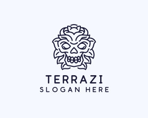 Decorative Tribal Skull Art logo design