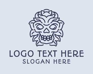 Decorative Tribal Skull Art Logo Maker