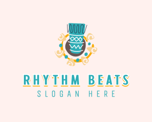 African Percussion Drum logo design