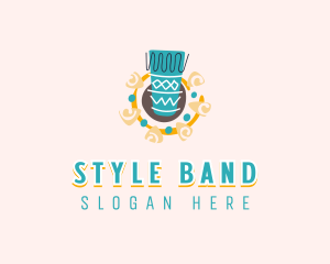 African Percussion Drum logo design