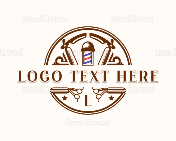 Barbershop Razor Grooming Logo