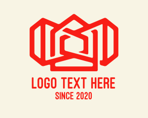 Land - Red Siren House Outline logo design