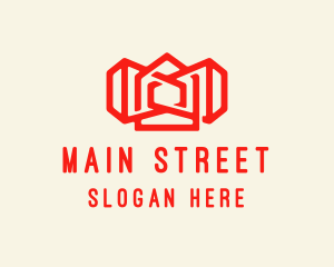 Town - Red Siren House Outline logo design