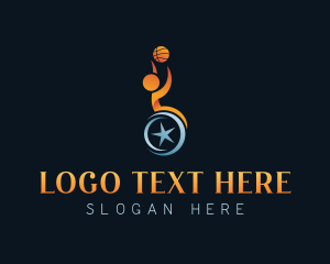 People - Disability Basketball Athlete logo design