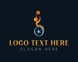Wheelchair - Disability Basketball Athlete logo design