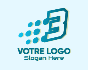 Modern Tech Number 3 Logo
