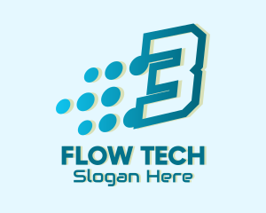 Modern Tech Number 3 logo design