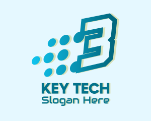 Modern Tech Number 3 logo design