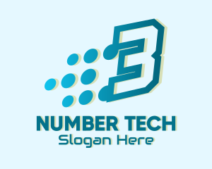 Modern Tech Number 3 logo design