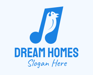 Node - Blue Musical Song Bird logo design