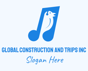 Sound - Blue Musical Song Bird logo design