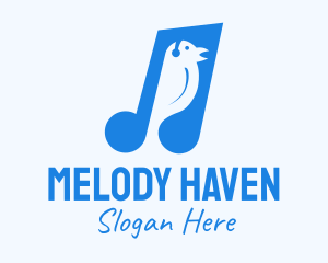 Blue Musical Song Bird logo design