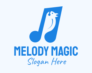 Blue Musical Song Bird logo design