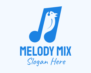 Album - Blue Musical Song Bird logo design