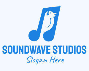 Album - Blue Musical Song Bird logo design