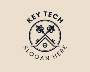 Rustic House Key logo design