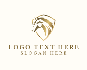 Equine Massage - Equine Horse Shield logo design