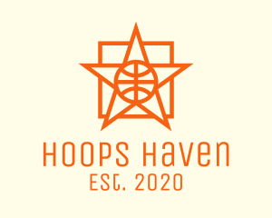 Hoops - Orange Basketball Star logo design