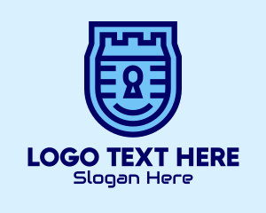 Keyhole - Blue Security Lock logo design