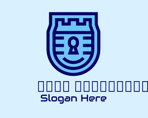 Keyhole - Blue Security Lock logo design