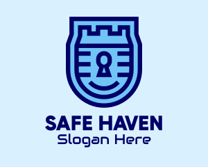 Blue Security Lock  logo design