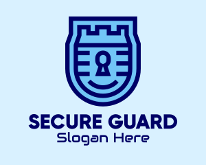 Blue Security Lock  logo design