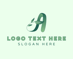 Organic - Green Leaves Letter A logo design
