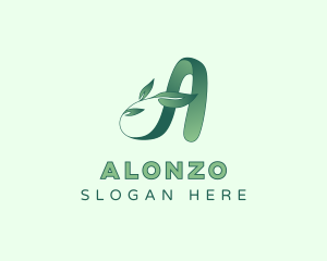 Green Leaves Letter A logo design