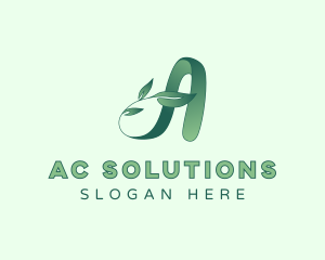 Green Leaves Letter A logo design