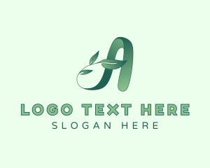 Green Leaves Letter A Logo