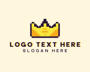 Holographic - Pixelated Crown Pixel logo design
