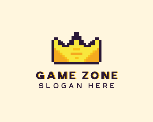 Pixelated Crown Pixel logo design