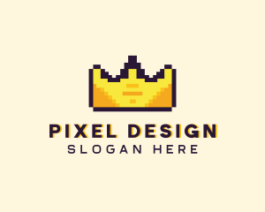 Pixelated Crown Pixel logo design