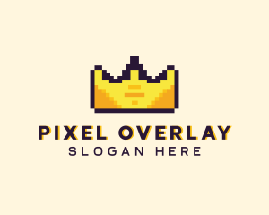 Pixelated Crown Pixel logo design