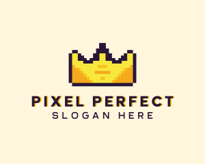 Pixelated Crown Pixel logo design