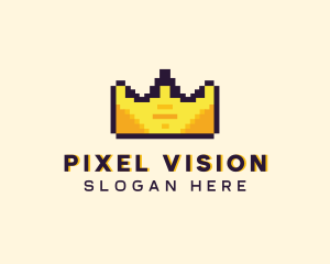 Pixelated Crown Pixel logo design