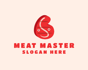 Food Steak Cartoon logo design