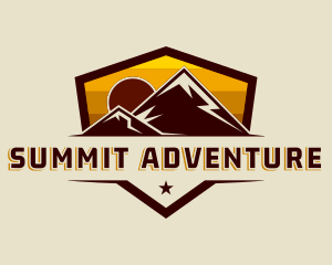 Climbing - Mountain Sunset Trekking logo design
