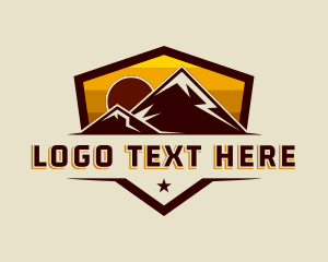 Emblem - Mountain Sunset Trekking logo design