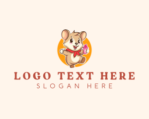 Cute Hamster Ice Cream logo design
