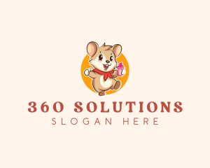 Cute Hamster Ice Cream logo design