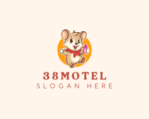 Cute Hamster Ice Cream logo design