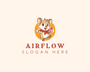 Cute Hamster Ice Cream logo design