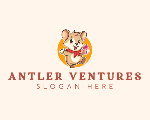 Cute Hamster Ice Cream logo design