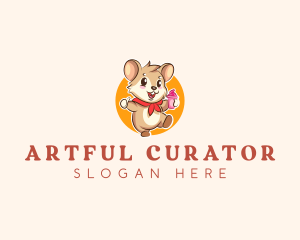 Cute Hamster Ice Cream logo design