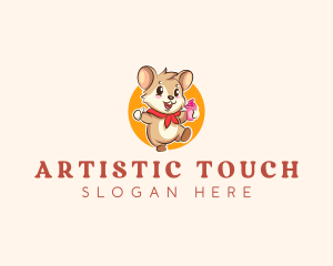 Cute Hamster Ice Cream logo design