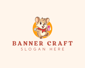 Cute Hamster Ice Cream logo design