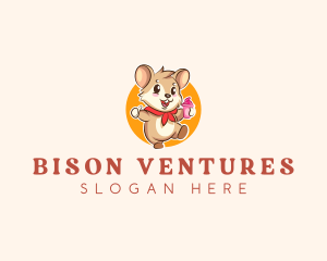 Cute Hamster Ice Cream logo design